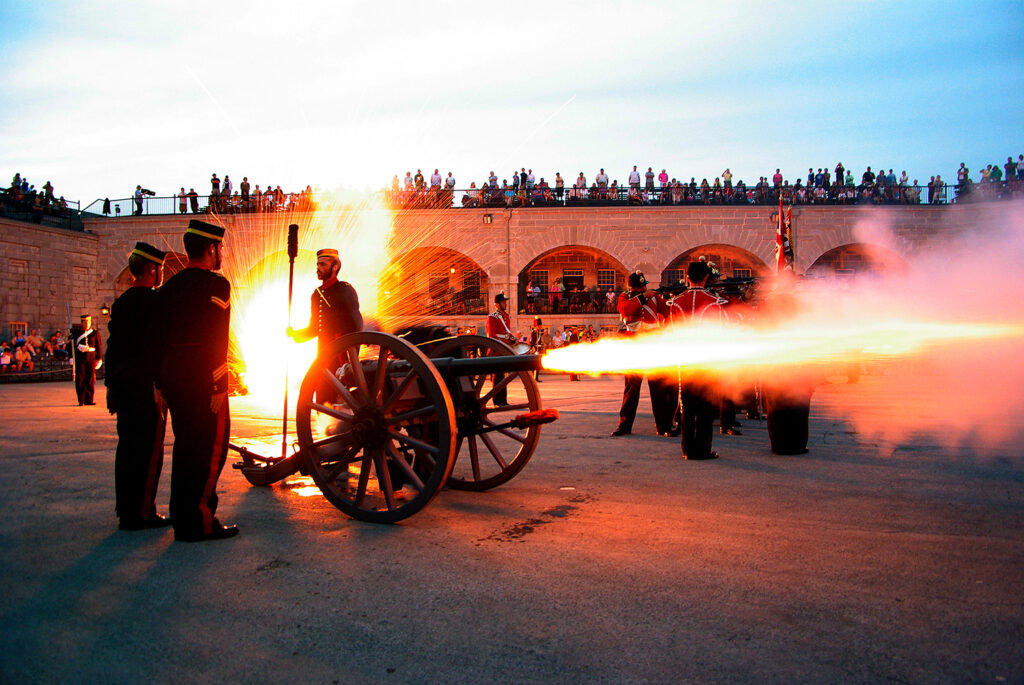 Fort Henry Guard Firing Cannon.